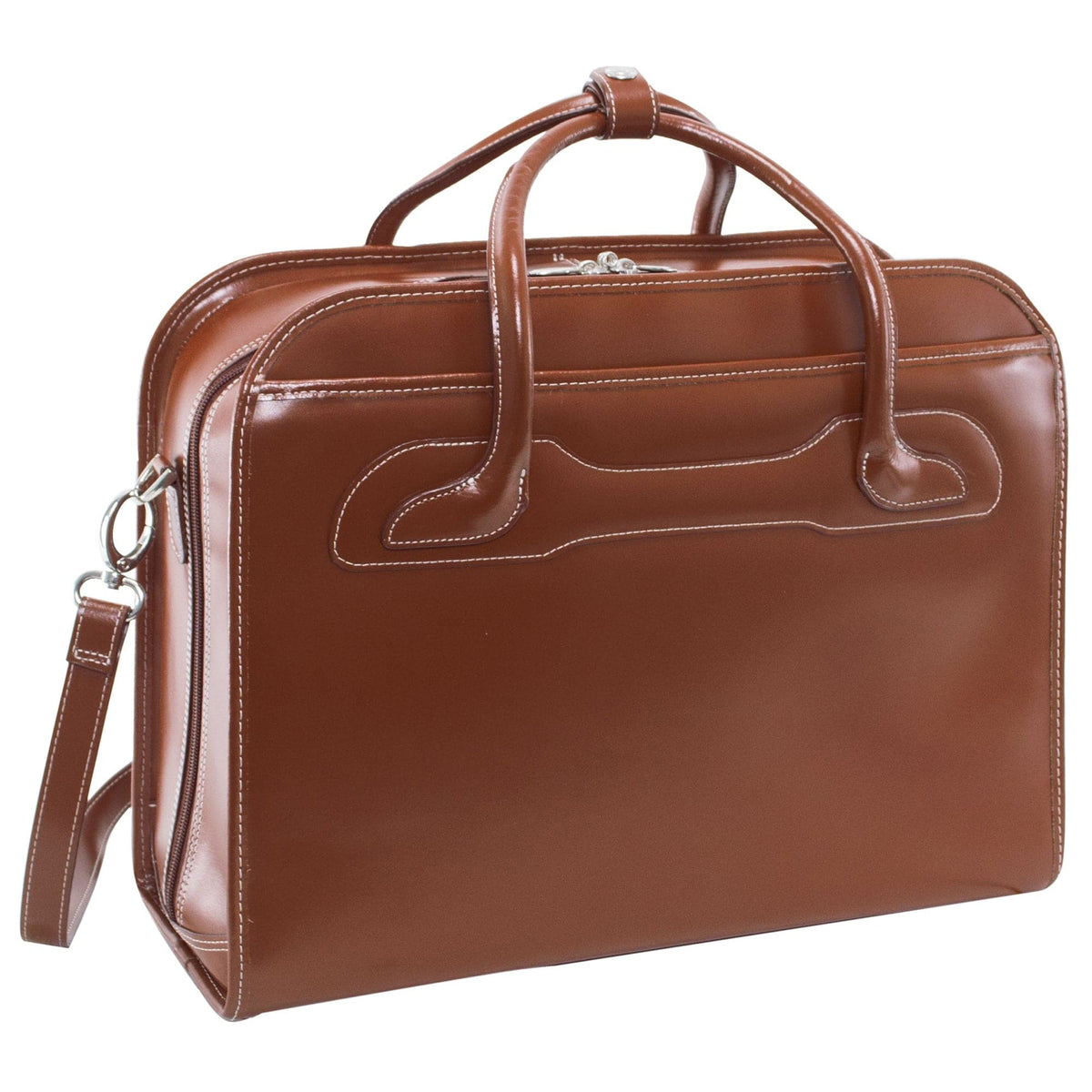 McKlein USA Willowbrook 17" Leather Patented Detachable-Wheeled Laptop Briefcase