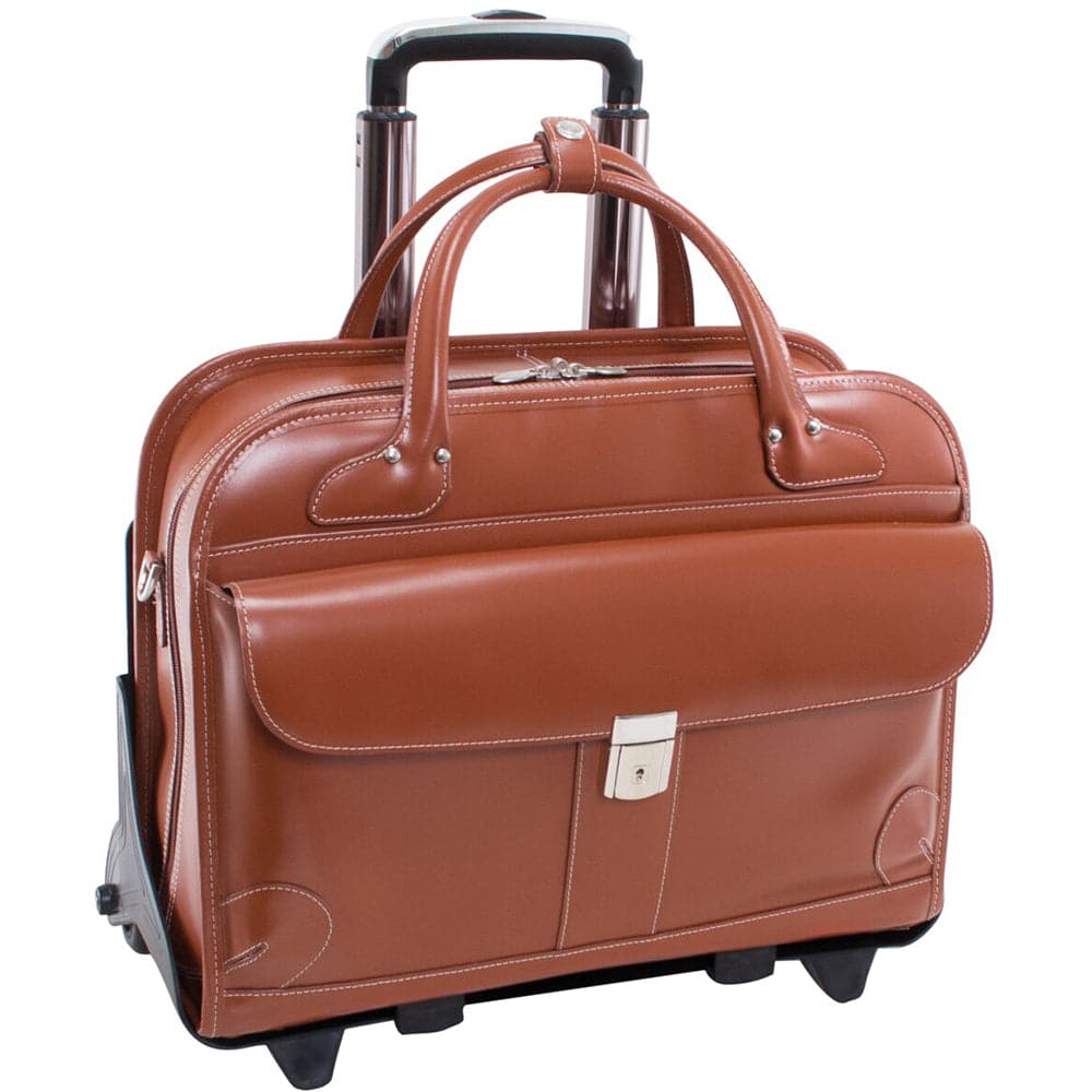 McKlein USA Lakewood 15" Leather Fly-Through Checkpoint-Friendly Patented Detachable -Wheeled Ladies' Laptop Briefcase