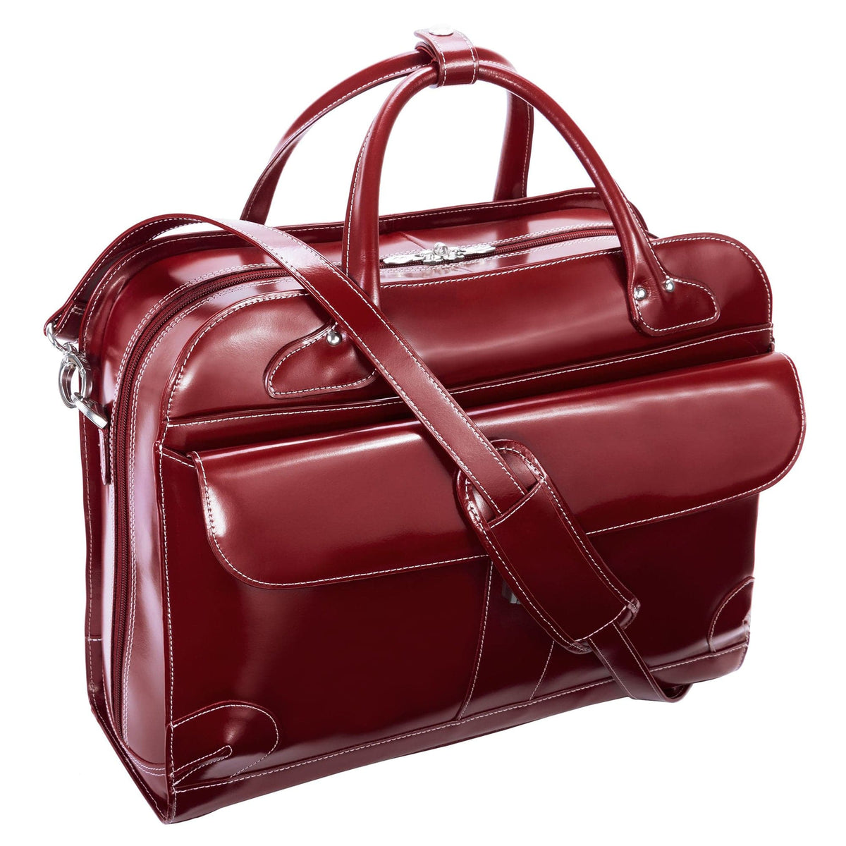 McKlein USA Lakewood 15" Leather Fly-Through Checkpoint-Friendly Patented Detachable -Wheeled Ladies' Laptop Briefcase