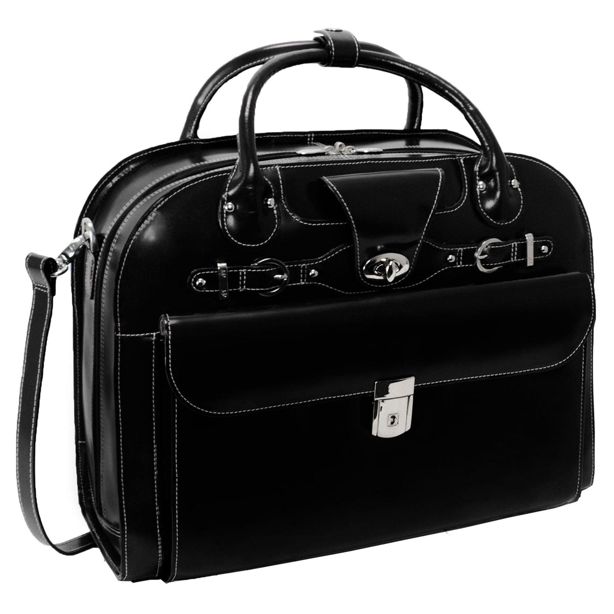 McKlein USA Roseville 15" Leather Fly-Through Checkpoint-Friendly Patented Detachable -Wheeled Ladies' Laptop Briefcase