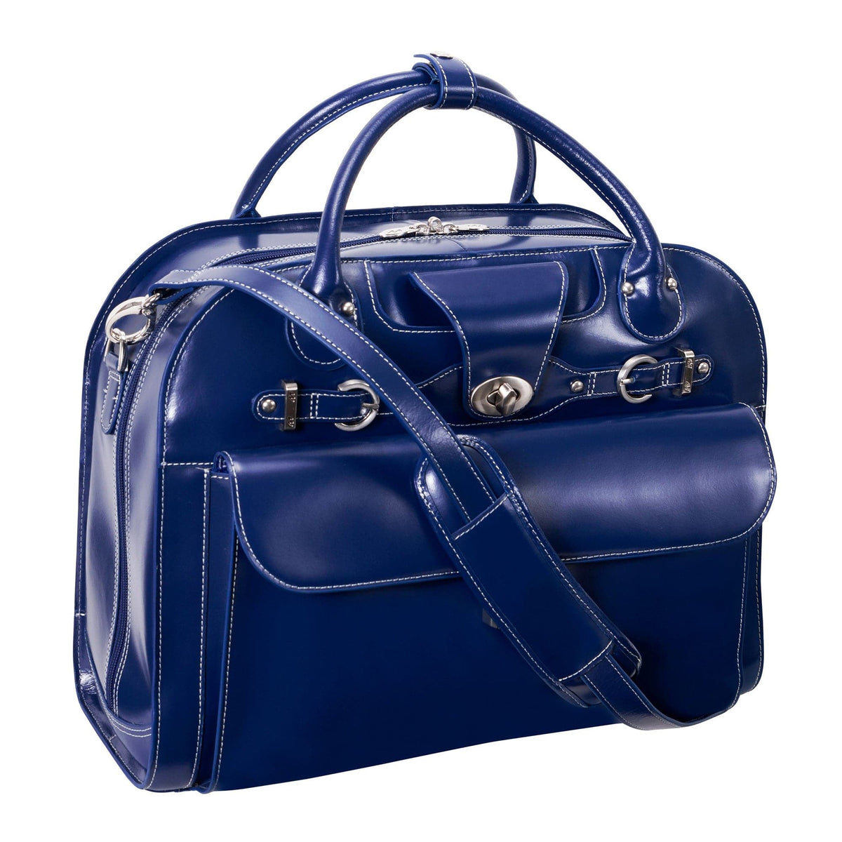 McKlein USA Roseville 15" Leather Fly-Through Checkpoint-Friendly Patented Detachable -Wheeled Ladies' Laptop Briefcase