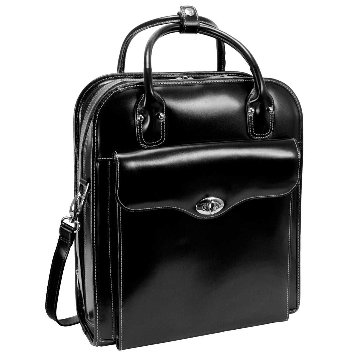 McKlein W Series Melrose 15" Vertical Wheeled Patented 2-in1 Detachable Laptop Leather Briefcase