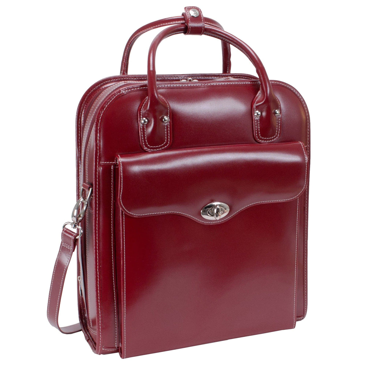 McKlein W Series Melrose 15" Vertical Wheeled Patented 2-in1 Detachable Laptop Leather Briefcase